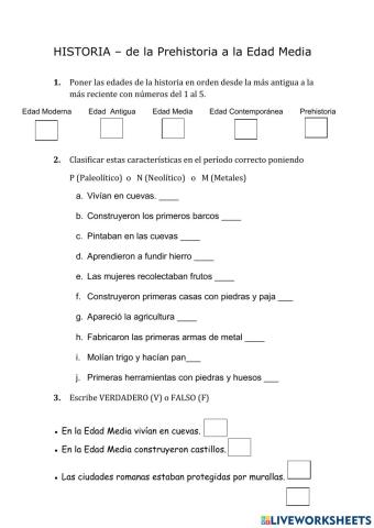 De la prehistoria a la edad media