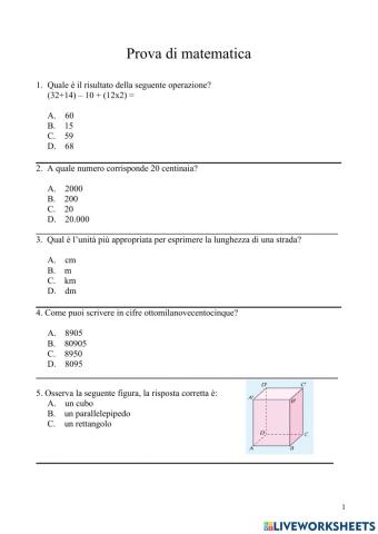 Simulazione Invalsi matematica