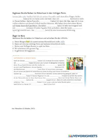 Verben im Präteritum