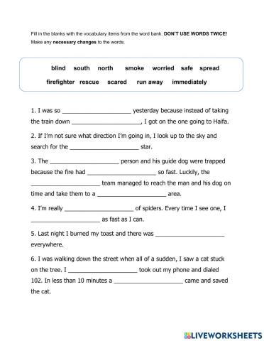 Way To Go Unit 3 - Vocabulary Practice