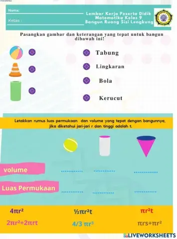 LKPD Luas Permukaan dan Volume Bangun Ruang Sisi Lengkung