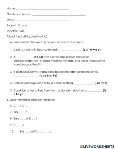 Dance and Personal Wellness