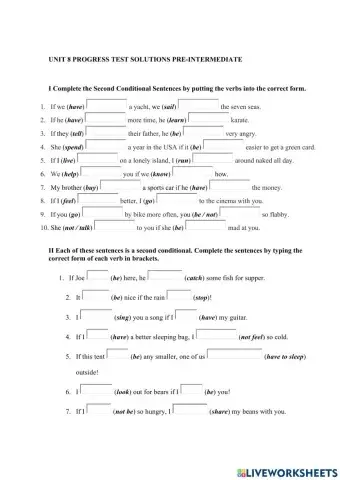 Unit 8 Test Solutions Pre-intermediate