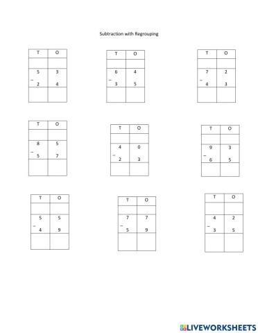 Subtraction with Regrouping
