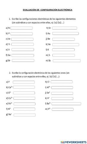 Evaluación configuración
