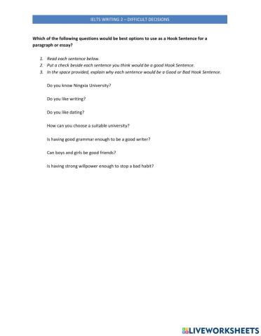 IELTS Writing 2 Lesson 06 - Decisions Questions as hooks