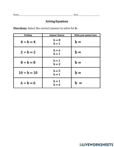 Division with Variables 1
