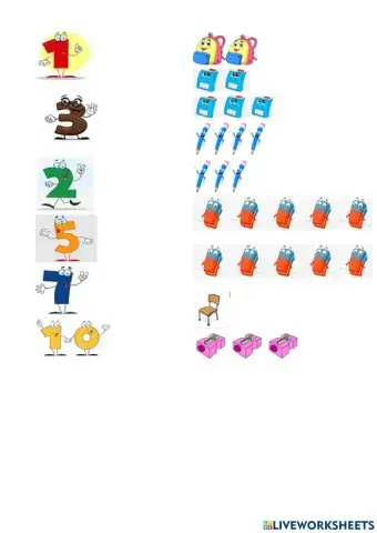 Numbers and School Objects