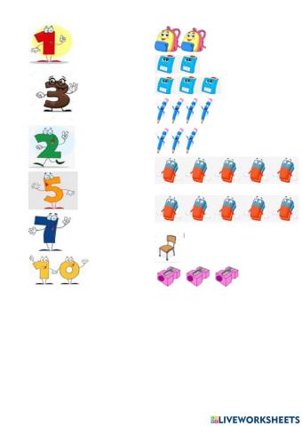 Numbers and School Objects