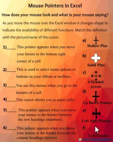 The Shapes of the Cursor in Excel