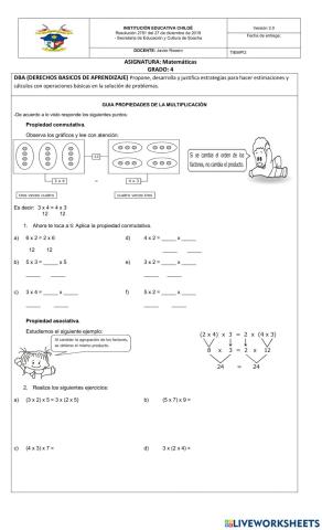 Propiedades de la multiplicación