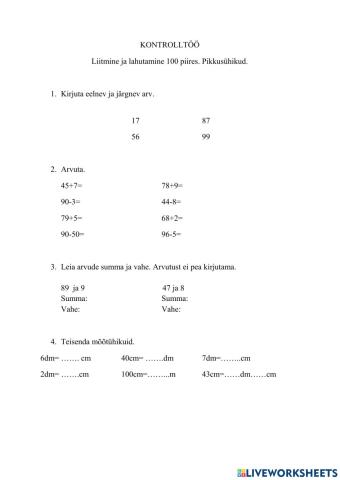 Kontrolltöö 2.klass