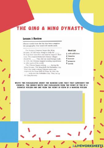 Ming and Qing dynasty