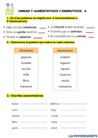 Aumentativos y diminutivos 4