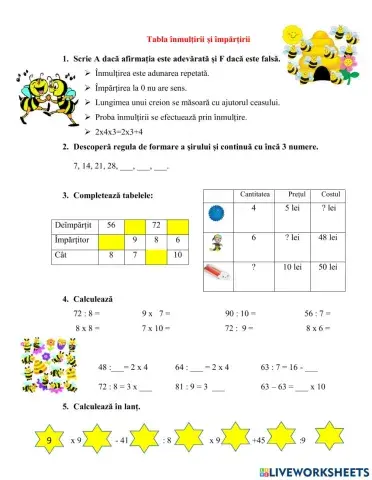 Înmulțirea și împărțirea