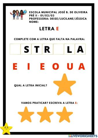 Letra E - Estrela