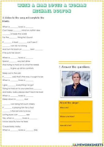 When a man loves a woman