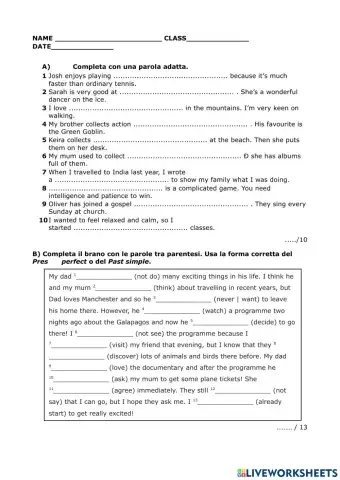 Used to , past continuous , future , present perfect , simple past