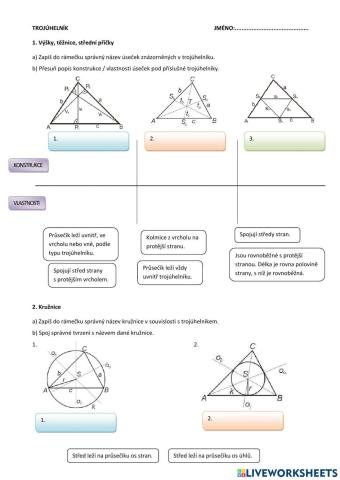 Těžnice, výšky, střední příčky
