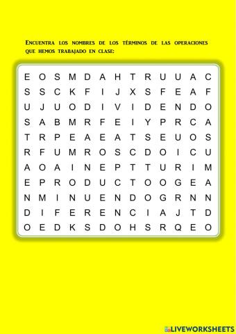 Términos de las operaciones