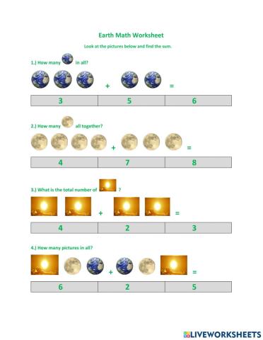 Earth Math Worksheet