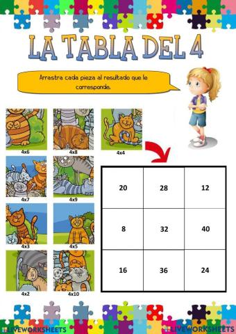 La tabla del 4 en español