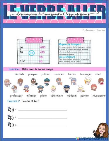 Le verbe aller et les professions