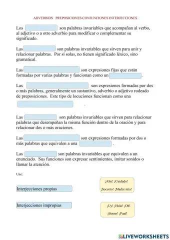 Adverbios conjunciones interjecciones preposicones