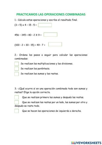 Operaciones combinadas