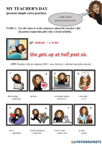 Present simple 3rd singular (Daily routines) - extra practice