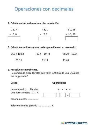 Operaciones con decimales
