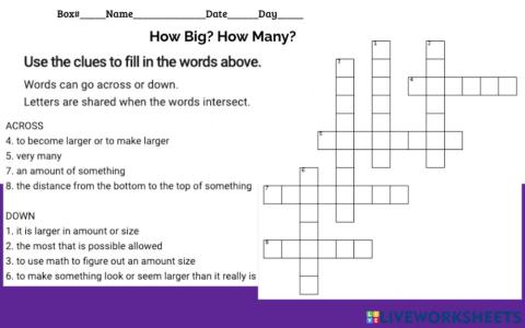 Words that tell HOW BIG? HOW MANY?