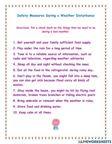 Safety Measures During a Weather Disturbance