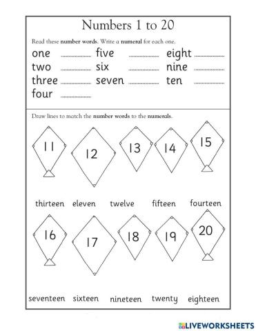 Numbers 1 to 20