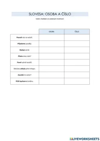 Slovesa: osoba a číslo