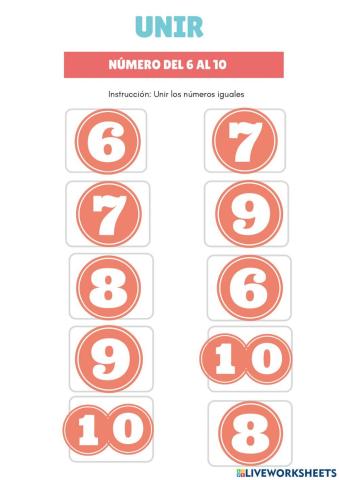 Unir números del 6-10