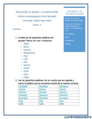 La sílaba y la acentuación