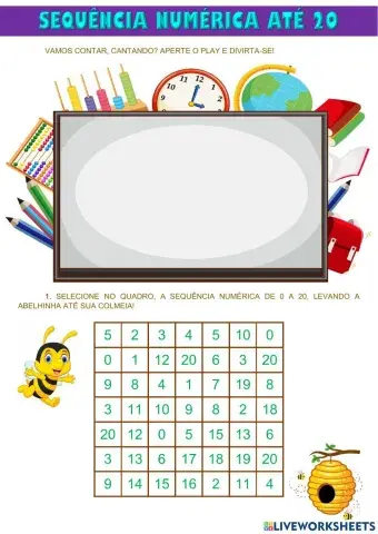 Sequência numérica até 20