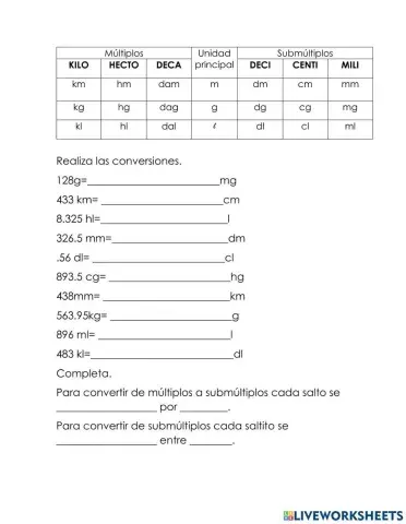 Conversión de unidades de medida