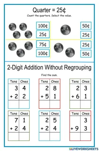 Quarters - 2-digit addition DJ