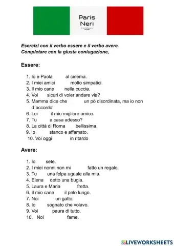 Esercizi verbo esse e avere