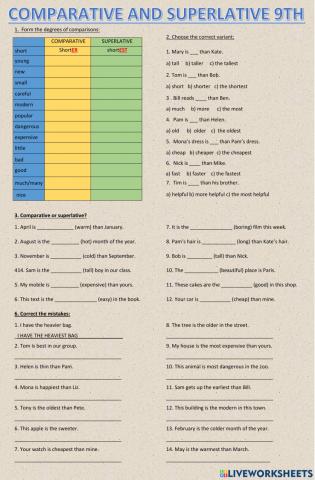 Comparative and superlative (Activity 6)