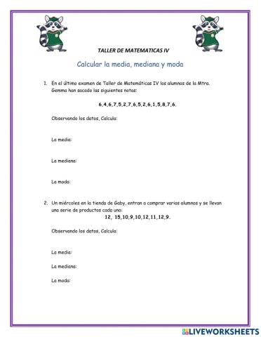 Media, mediana y moda