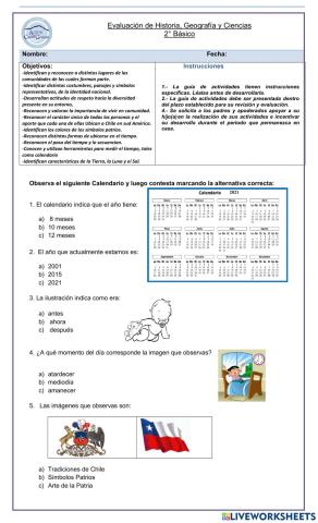 Evaluación diagnóstica de Hist. Geografía
