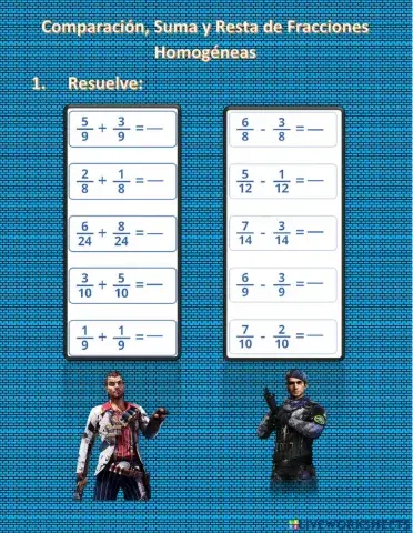 Comparación, suma y resta de fracciones homogéneas