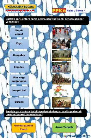 B. TEMA 7 - PPKn - KD 3.3 - PERMAINAN TRADISIONAL, TARIAN DAERAH, DAN LAGU DAERAH