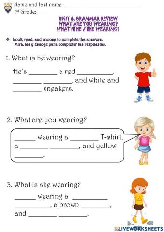 1st G. Unit 6. Grammar review. Practice activity