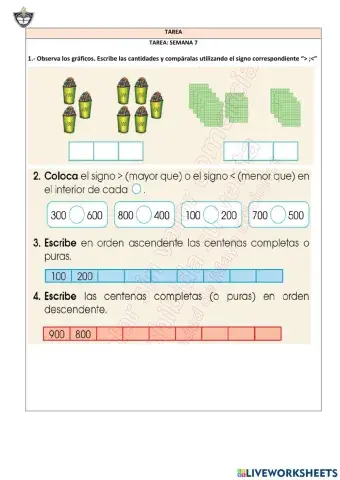 Ordenación números naturales hasta 999