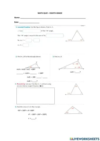Final Math Quiz - Eighth Grade
