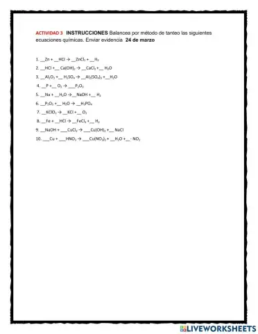 Balance de ecuaciones